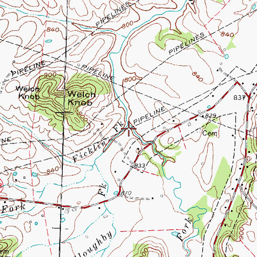 Topographic Map of Martin Fork, KY