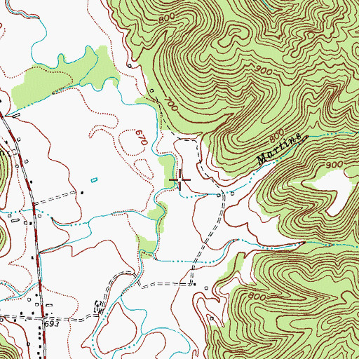 Topographic Map of Martins Branch, KY