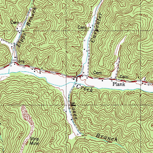 Topographic Map of Martins Creek School, KY