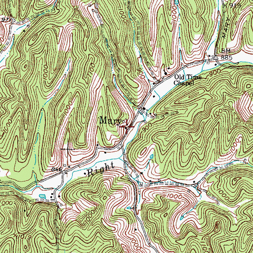 Topographic Map of Mary, KY
