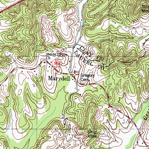 Topographic Map of Marydell, KY