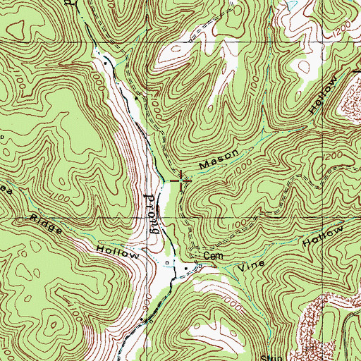 Topographic Map of Mason Hollow, KY