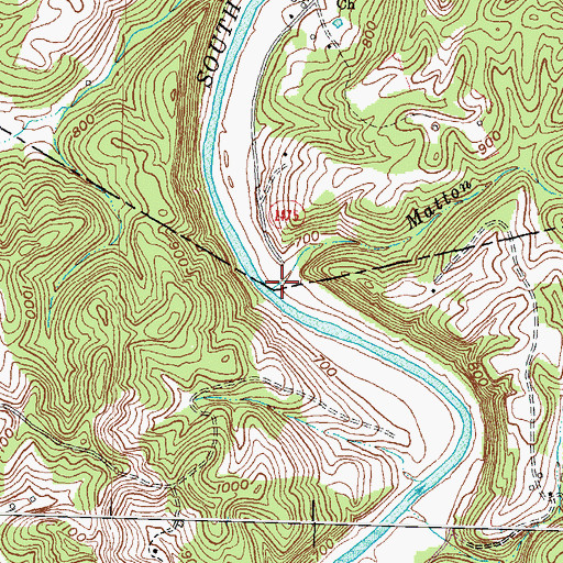 Topographic Map of Matton Creek, KY
