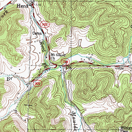 Topographic Map of Maulden, KY