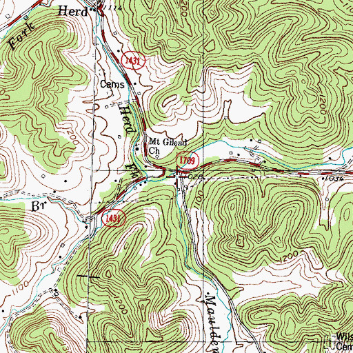 Topographic Map of Maulden Branch, KY