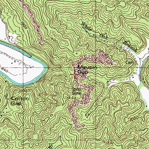 Topographic Map of Maupin Gap, KY