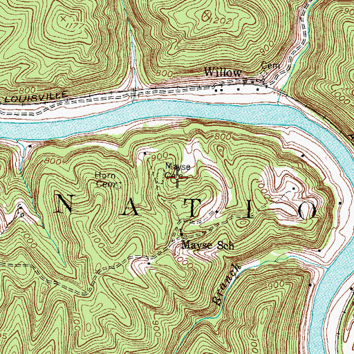 Topographic Map of Mayse Cemetery, KY