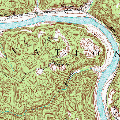 Topographic Map of Mayse School, KY