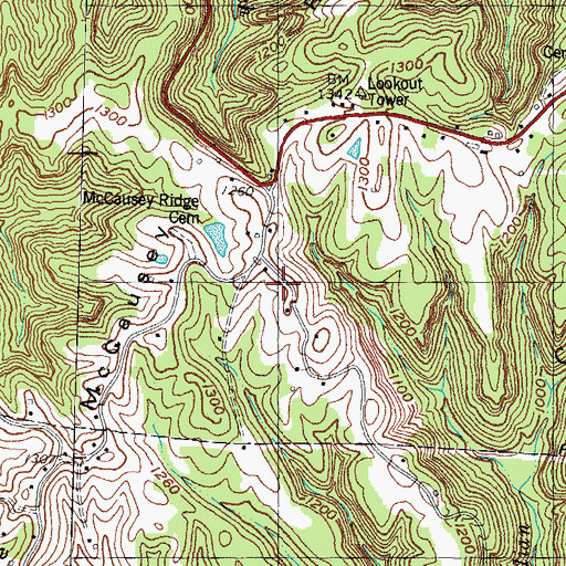 Topographic Map of McCausey Ridge School, KY