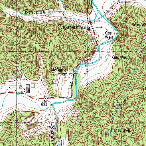 Topographic Map of McDaniel Cemetery, KY