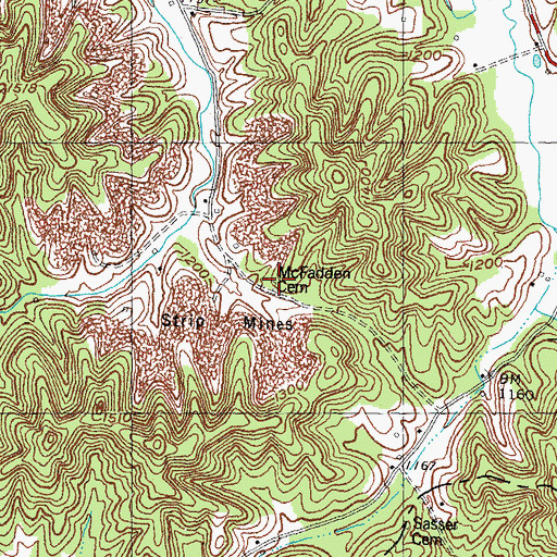 Topographic Map of McFadden Cemetery, KY