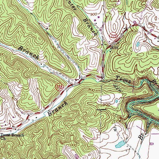 Topographic Map of McKinney Branch, KY