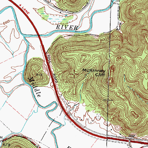 Topographic Map of McKinney Cliff, KY