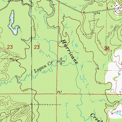 Topographic Map of Logan Creek, AR