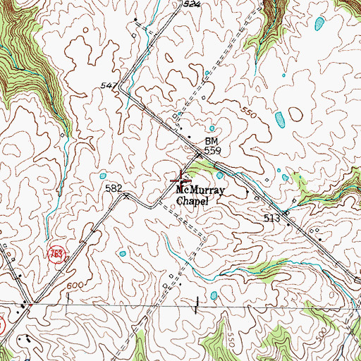 Topographic Map of McMurray Chapel, KY