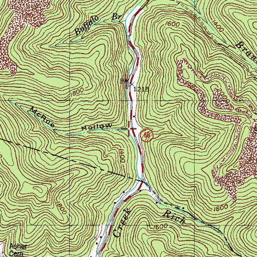Topographic Map of McRoe Hollow, KY