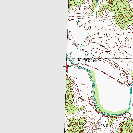 Topographic Map of McWhorter, KY
