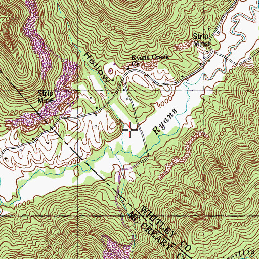 Topographic Map of Meadors Hollow, KY