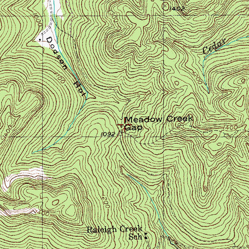 Topographic Map of Meadow Creek Gap, KY