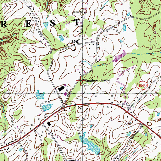 Topographic Map of Meadow Grove Church, KY
