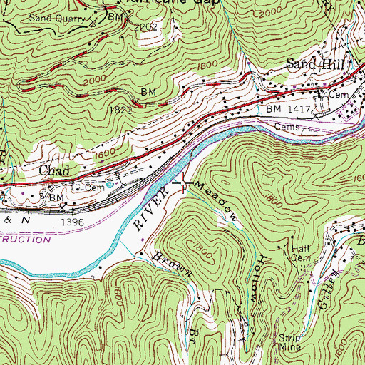 Topographic Map of Meadow Hollow, KY