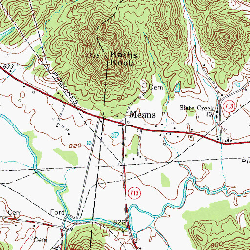 Topographic Map of Means, KY