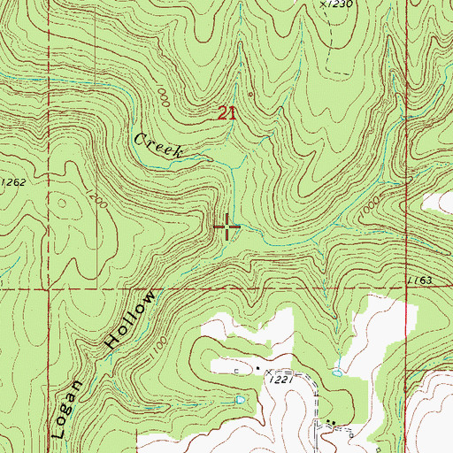 Topographic Map of Logan Hollow, AR