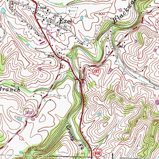 Topographic Map of Meetinghouse Branch, KY