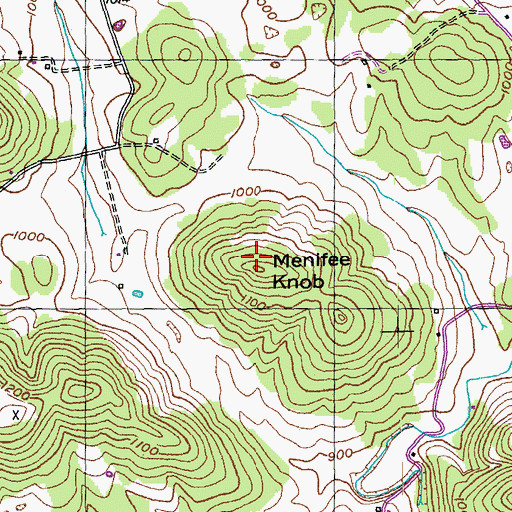 Topographic Map of Menifee Knob, KY