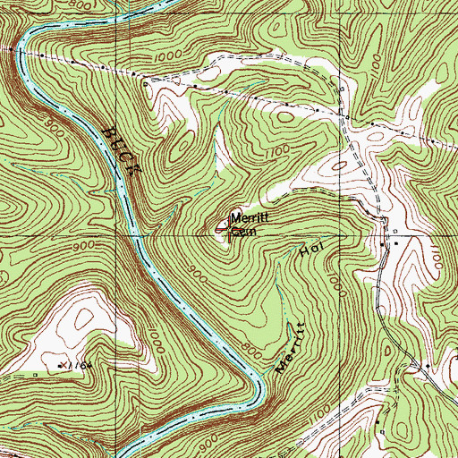 Topographic Map of Merritt Cemetery, KY