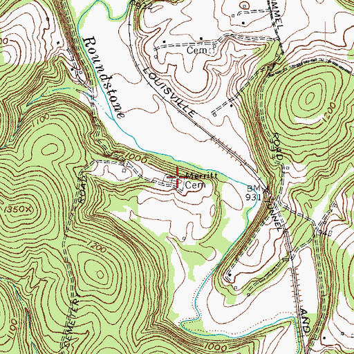 Topographic Map of Merritt Cemetery, KY