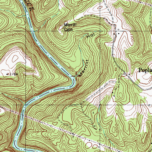 Topographic Map of Merritt Hollow, KY