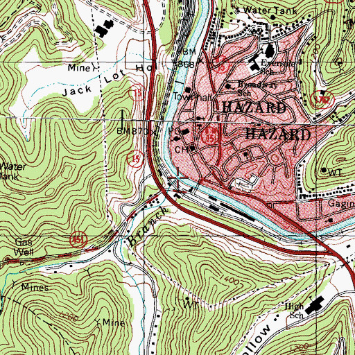 Topographic Map of Messer Branch, KY