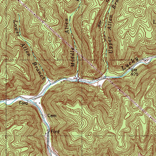 Topographic Map of Middle Allen Branch, KY