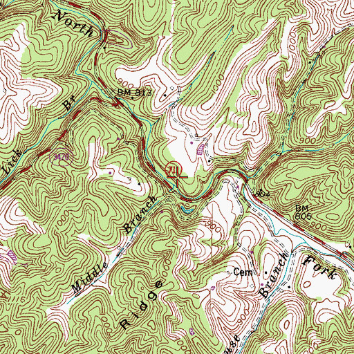 Topographic Map of Middle Branch, KY