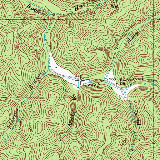 Topographic Map of Middle Branch Bowen Creek, KY