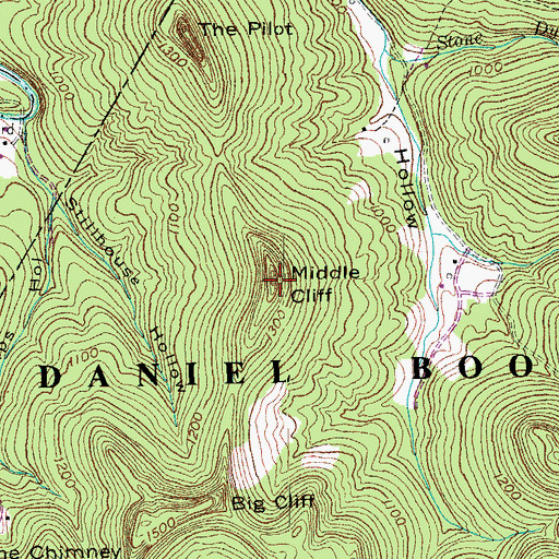 Topographic Map of Middle Cliff, KY