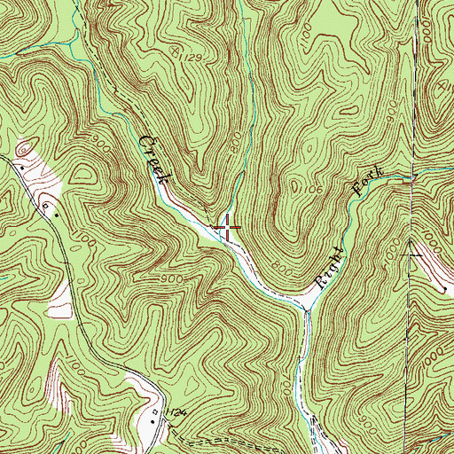 Topographic Map of Middle Fork Contrary Creek, KY