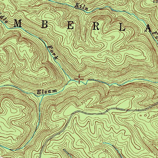 Topographic Map of Middle Fork Elsam Fork, KY