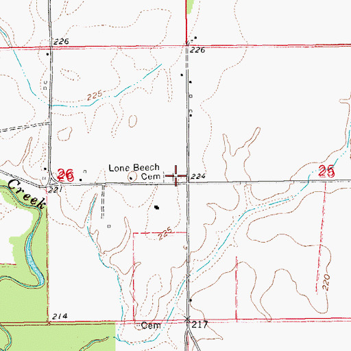 Topographic Map of Lone Beech Cemetery, AR