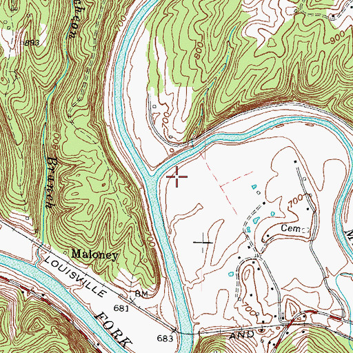 Topographic Map of Middle Fork Kentucky River, KY