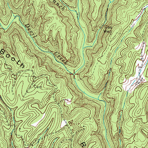 Topographic Map of Middle Fork Lower Devil Creek, KY