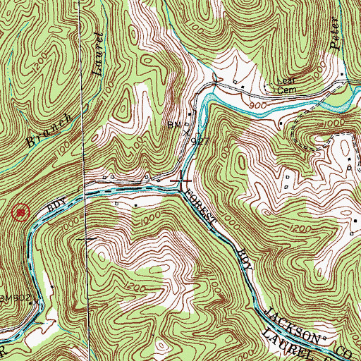 Topographic Map of Middle Fork Rockcastle River, KY