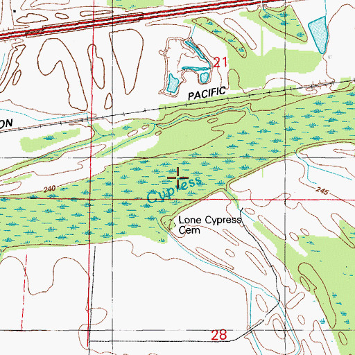 Topographic Map of Lone Cypress Brake, AR