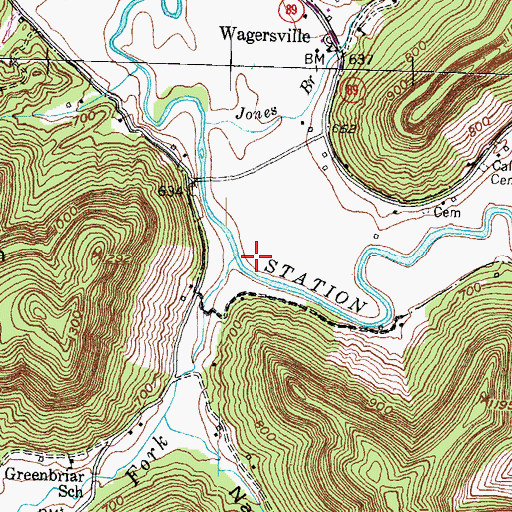 Topographic Map of Middle Fork Station Camp Creek, KY