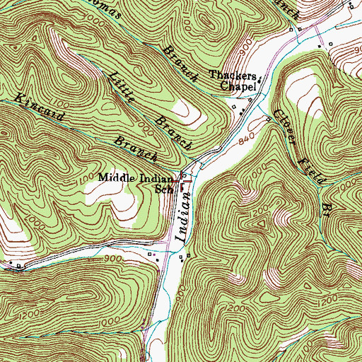Topographic Map of Middle Indian School, KY