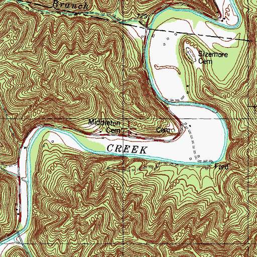 Topographic Map of Middleton Cemetery, KY