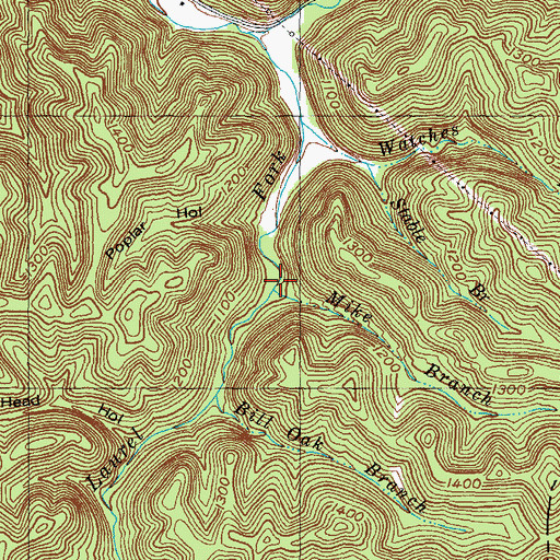 Topographic Map of Mike Branch, KY