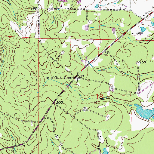 Topographic Map of Lone Oak Cemetery, AR