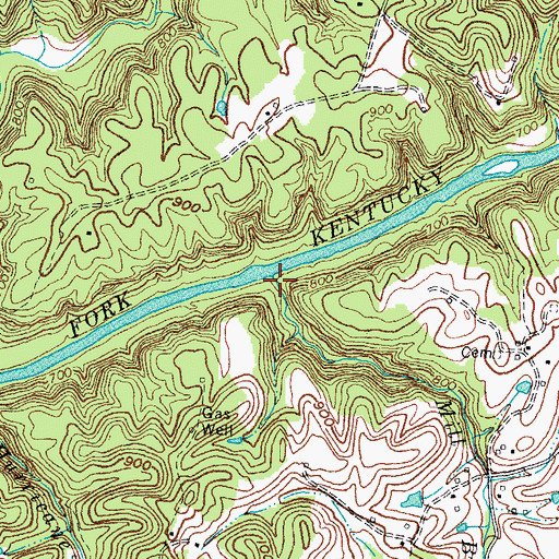 Topographic Map of Mill Branch, KY